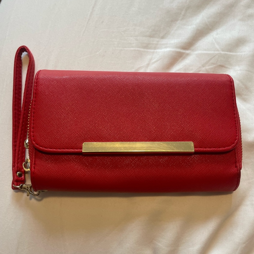 Red and gold clutch
